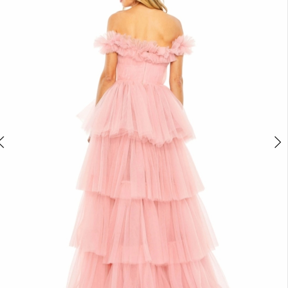 MAC DUGGAL Strapless High Low Tulle Gown , Pink, Size 4, NWT - Picture 3 of 7